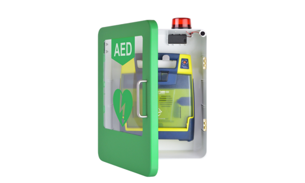 302144_Defibrillaattorikaappi sisätiloihin sireenihälytyksellä auki