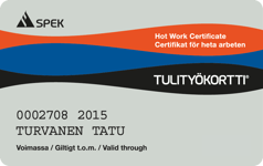 Tulityökortilla todistat tulityöpätevyytesi